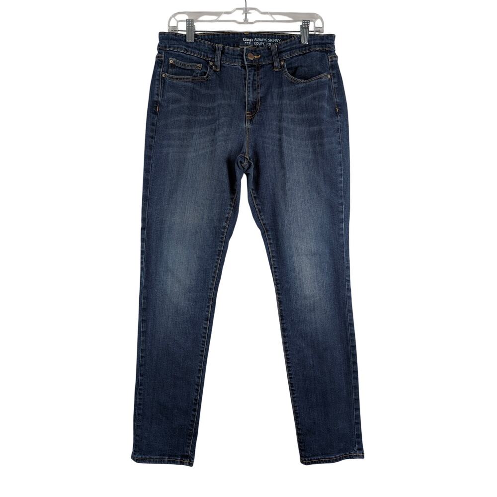 Gap Always Skinny Whiskered Womens 12 32x28 Dark Wash 5‎ Pocket Denim Jeans